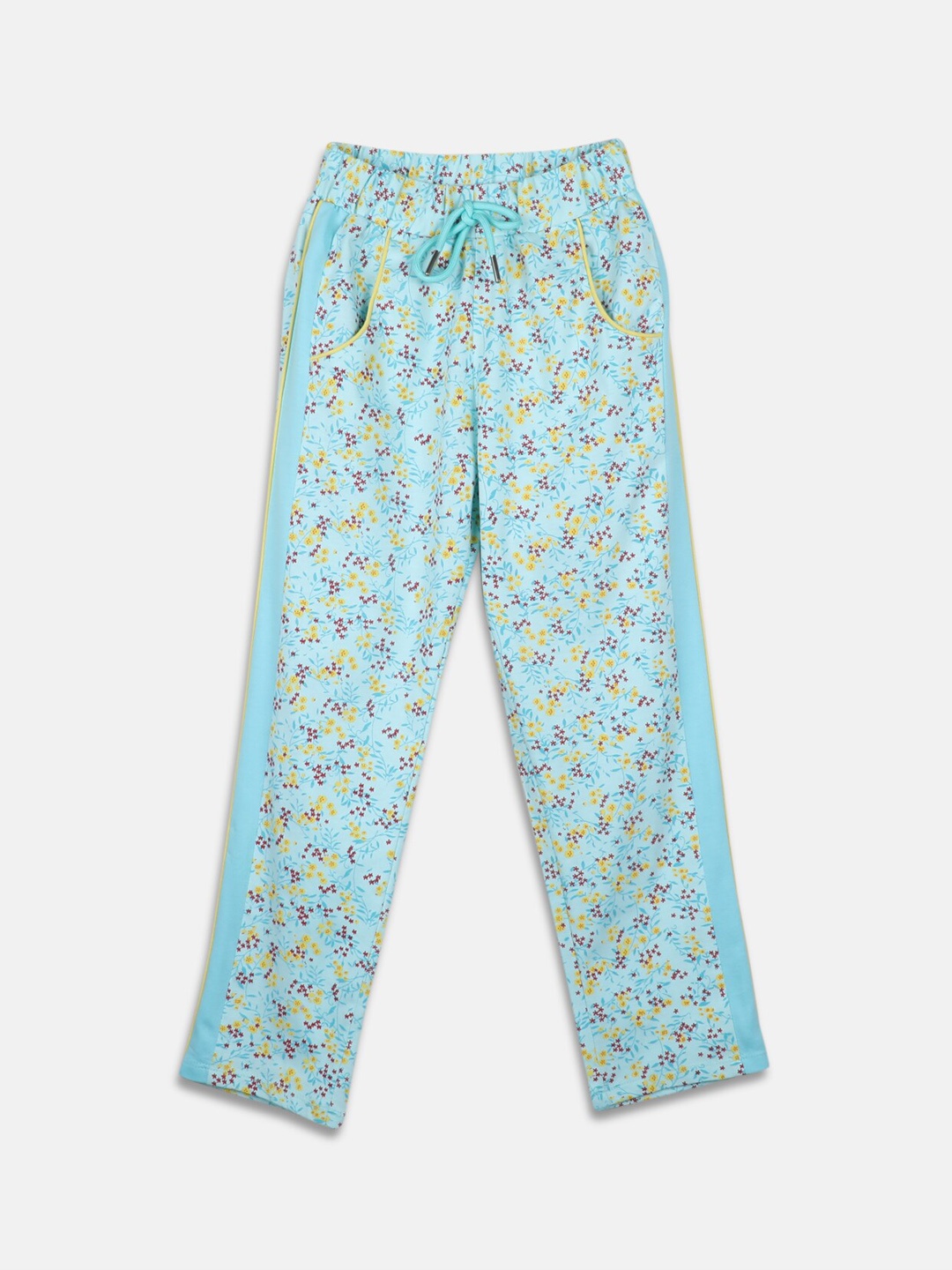 

Monte Carlo Girls Teal Blue & Yellow Printed Lounge Pant