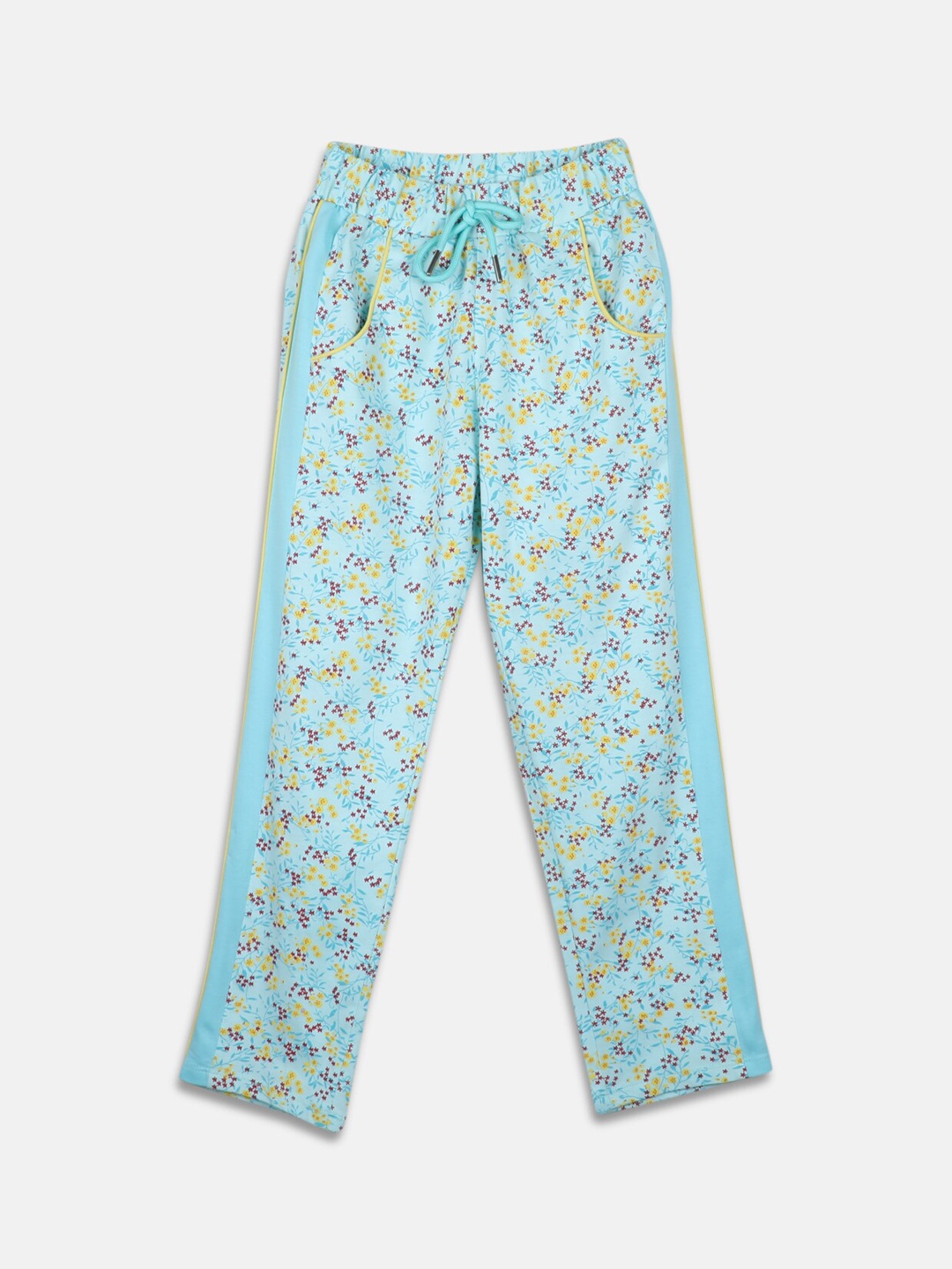 

Monte Carlo Girls Teal Blue & Yellow Printed Lounge Pant