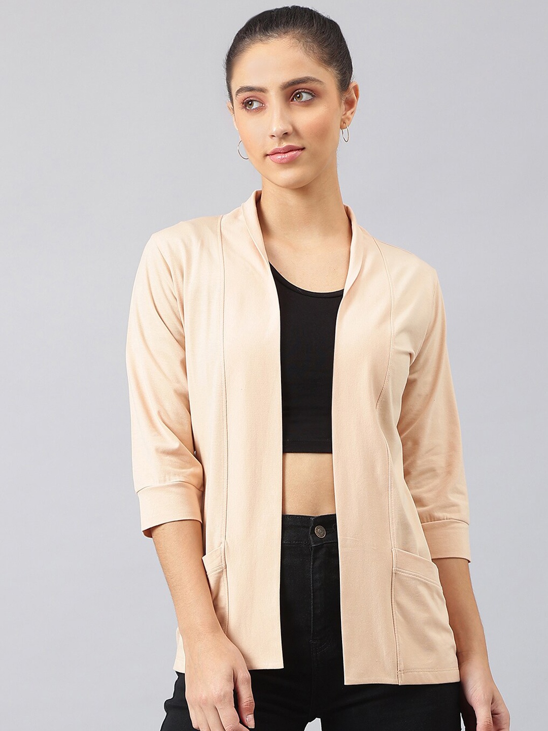 

FEMEA Women Beige Shrug