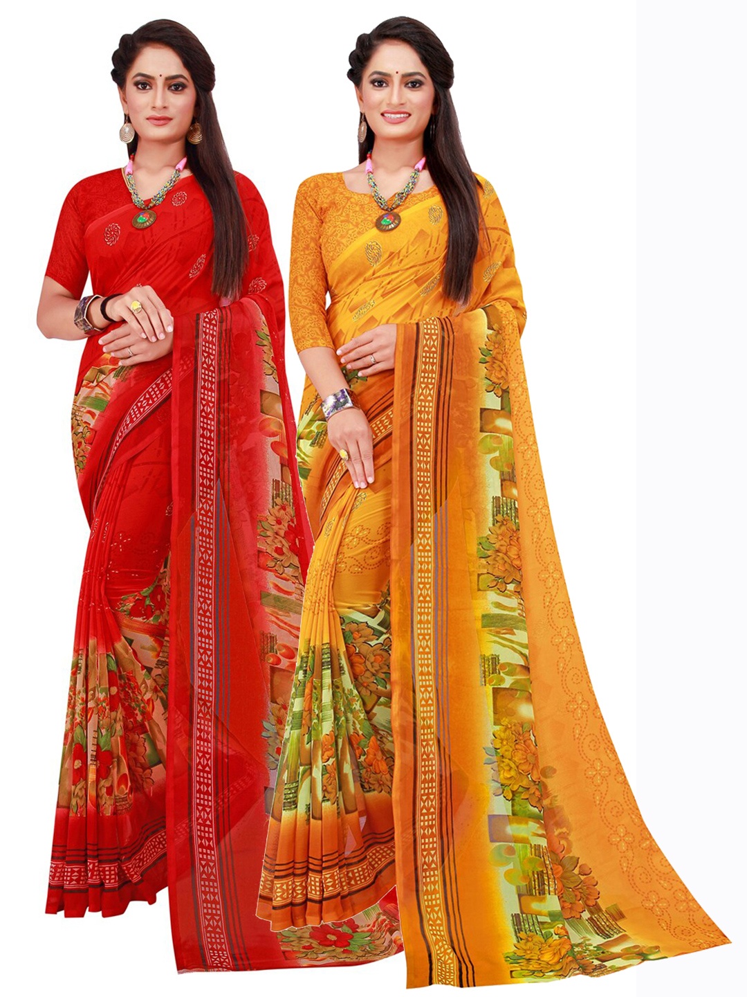 

Florence Pack Of 2 Pure Georgette Sarees, Red