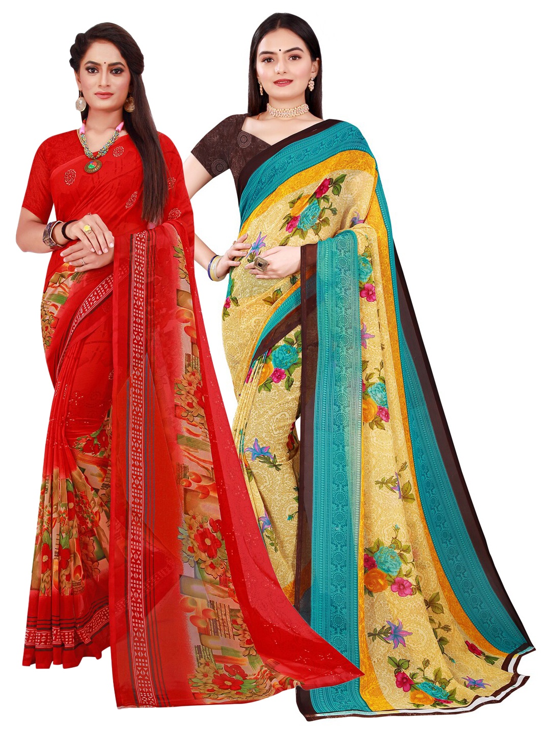 

Florence Women Pack Of 2 Sarees, Red