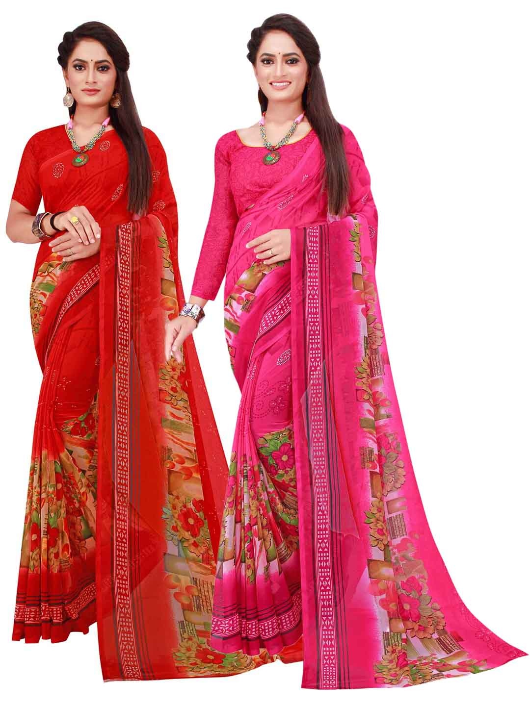 

Florence Pack Of 2 Pure Georgette Sarees, Red