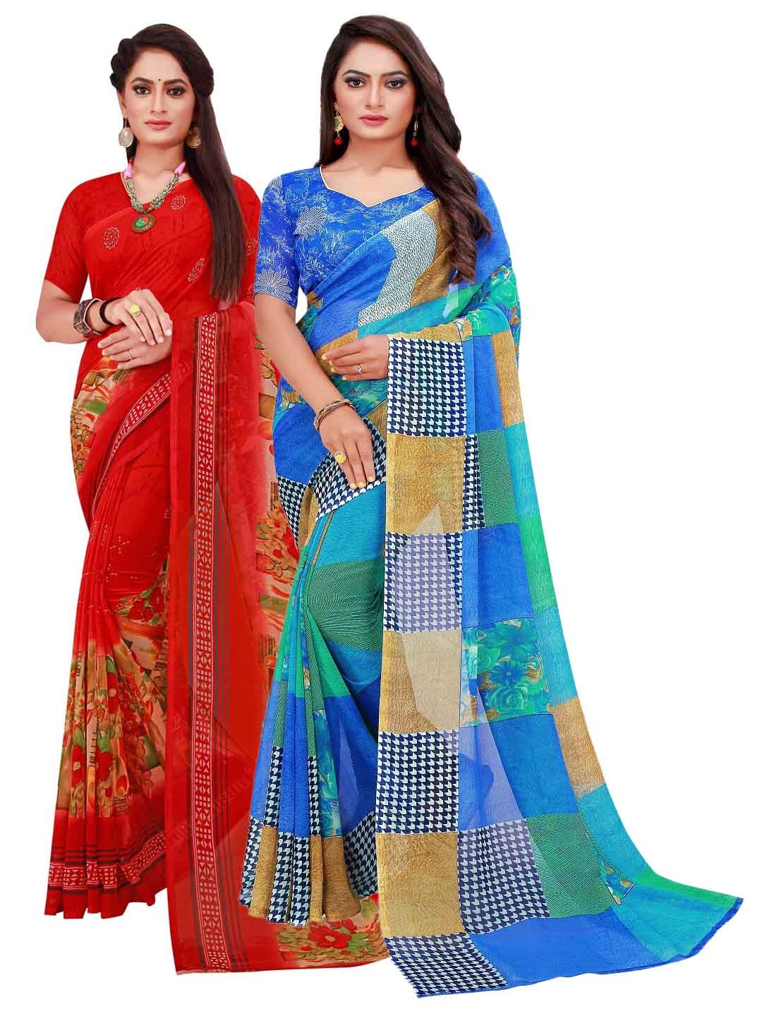 

Florence Pack Of 2 Pure Georgette Sarees, Blue
