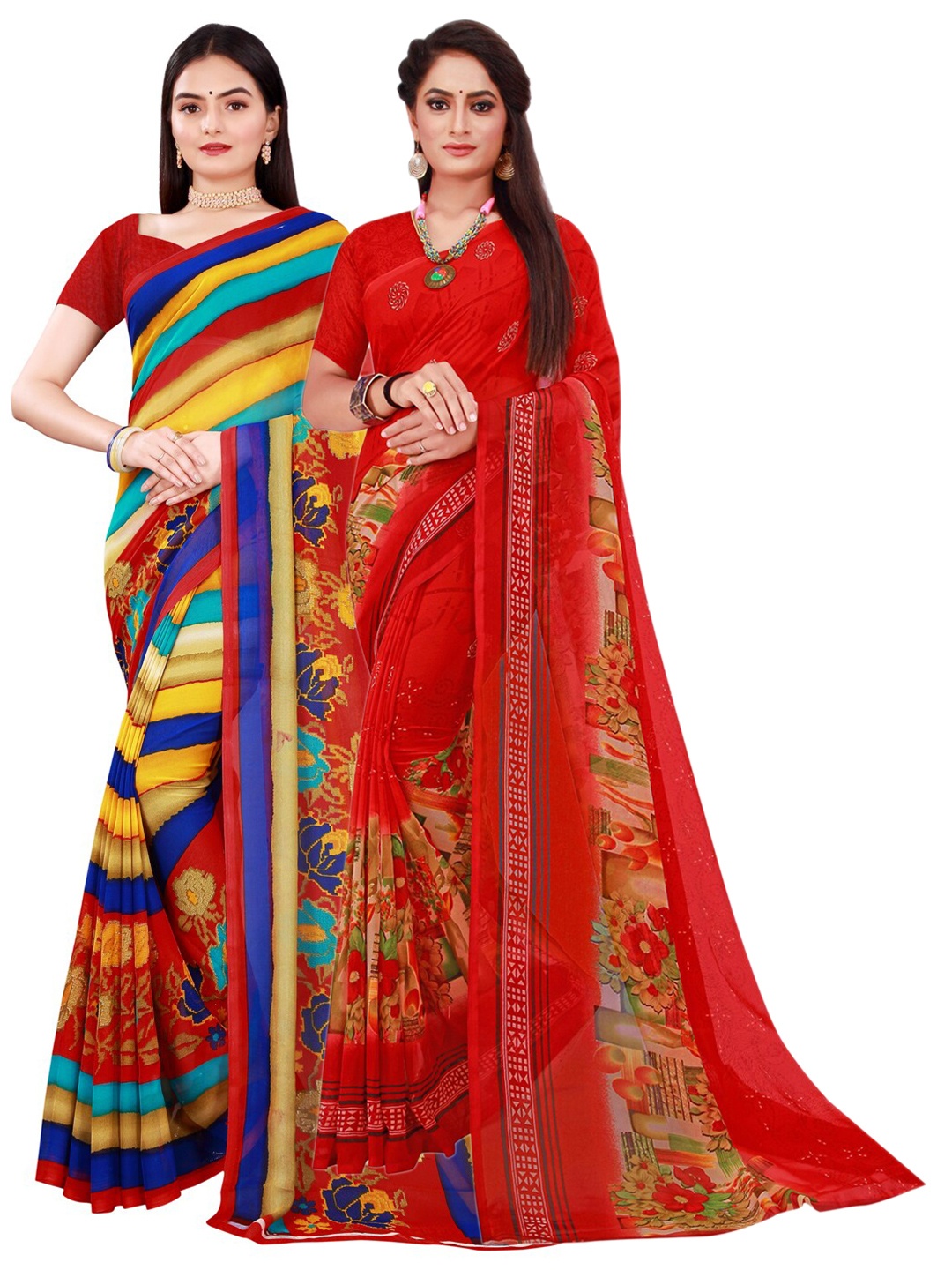 

Florence Pack Of 2 Pure Georgette Sarees, Red