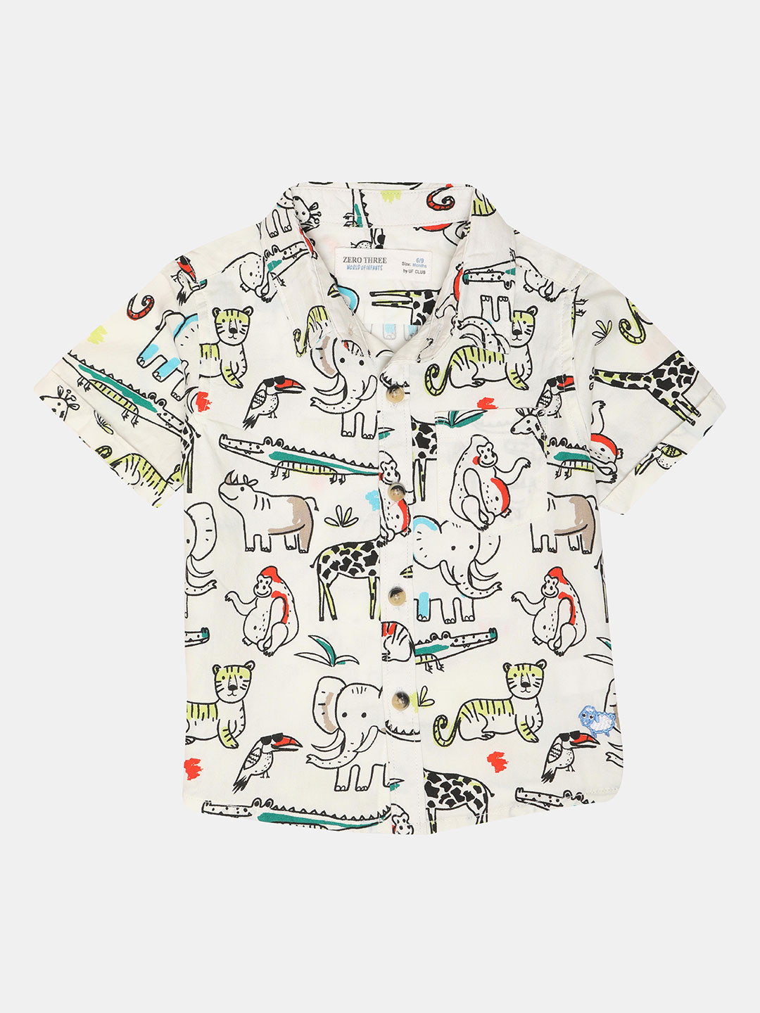 

ZERO THREE Boys White Standard Printed Pure Cotton Casual Shirt