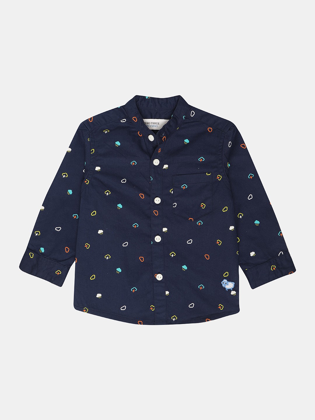 

ZERO THREE Boys Navy Blue Standard Printed Pure Cotton Casual Shirt