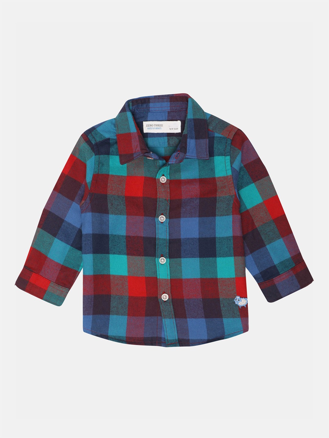 

ZERO THREE Boys Blue & Red Standard Checked Pure Cotton Casual Shirt