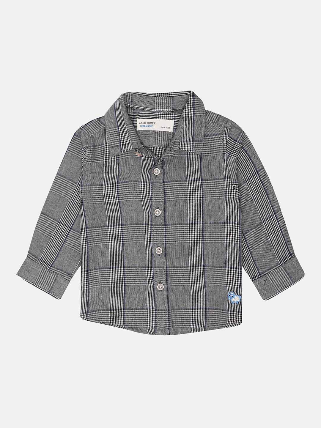 

ZERO THREE Boys Grey Standard Checked Casual Shirt