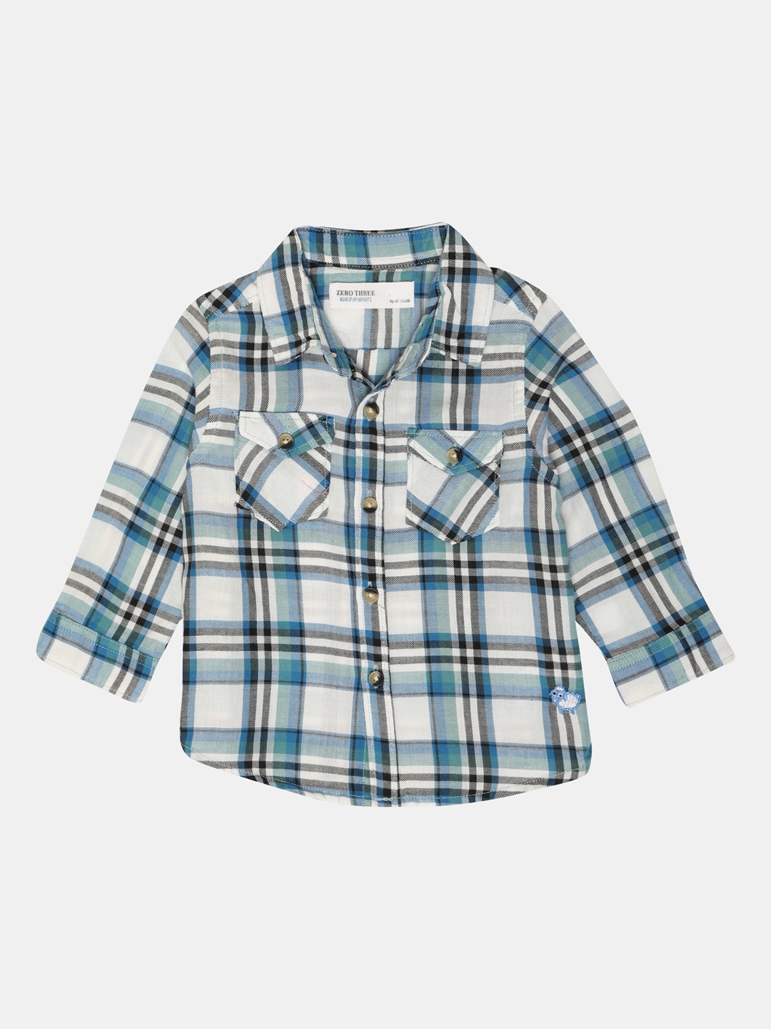 

ZERO THREE Boys Blue Standard Tartan Checks Checked Pure Cotton Casual Shirt