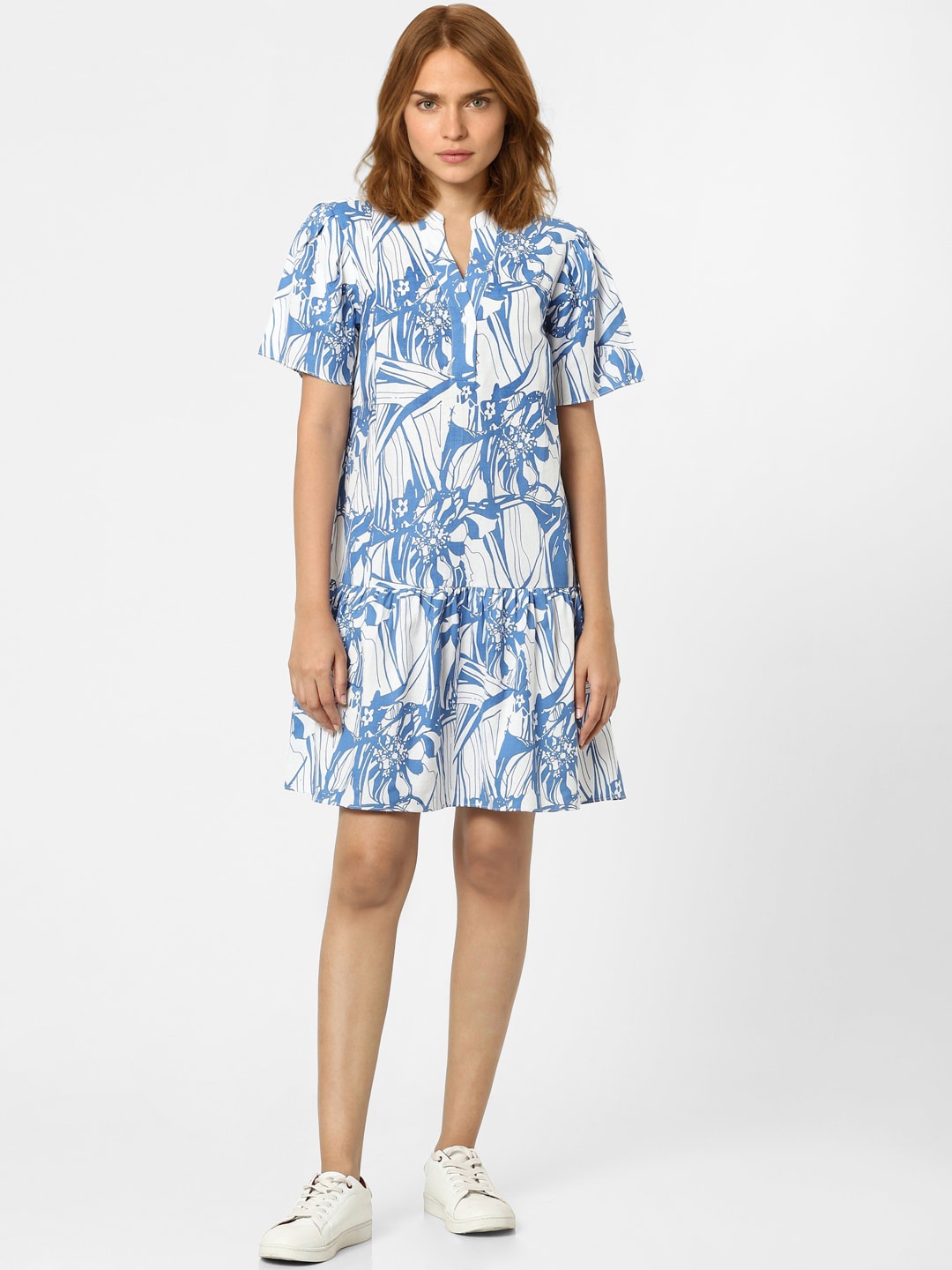 

Vero Moda Women Blue Floral Drop-Waist Dress