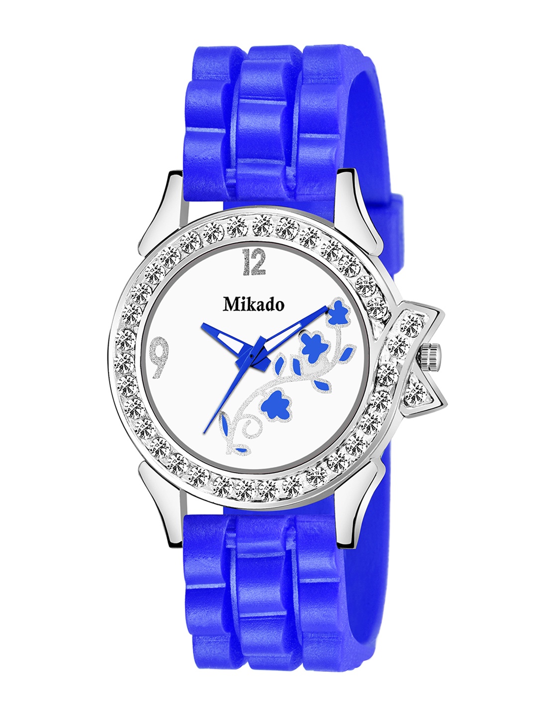 

Mikado Women Blue Brass Embellished Dial & Blue Leather Straps Analogue Watch