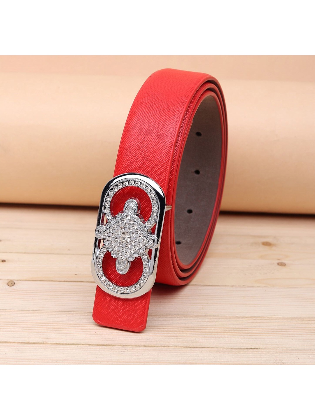 

URBAN ALFAMI Women Red Embellished PU Belt