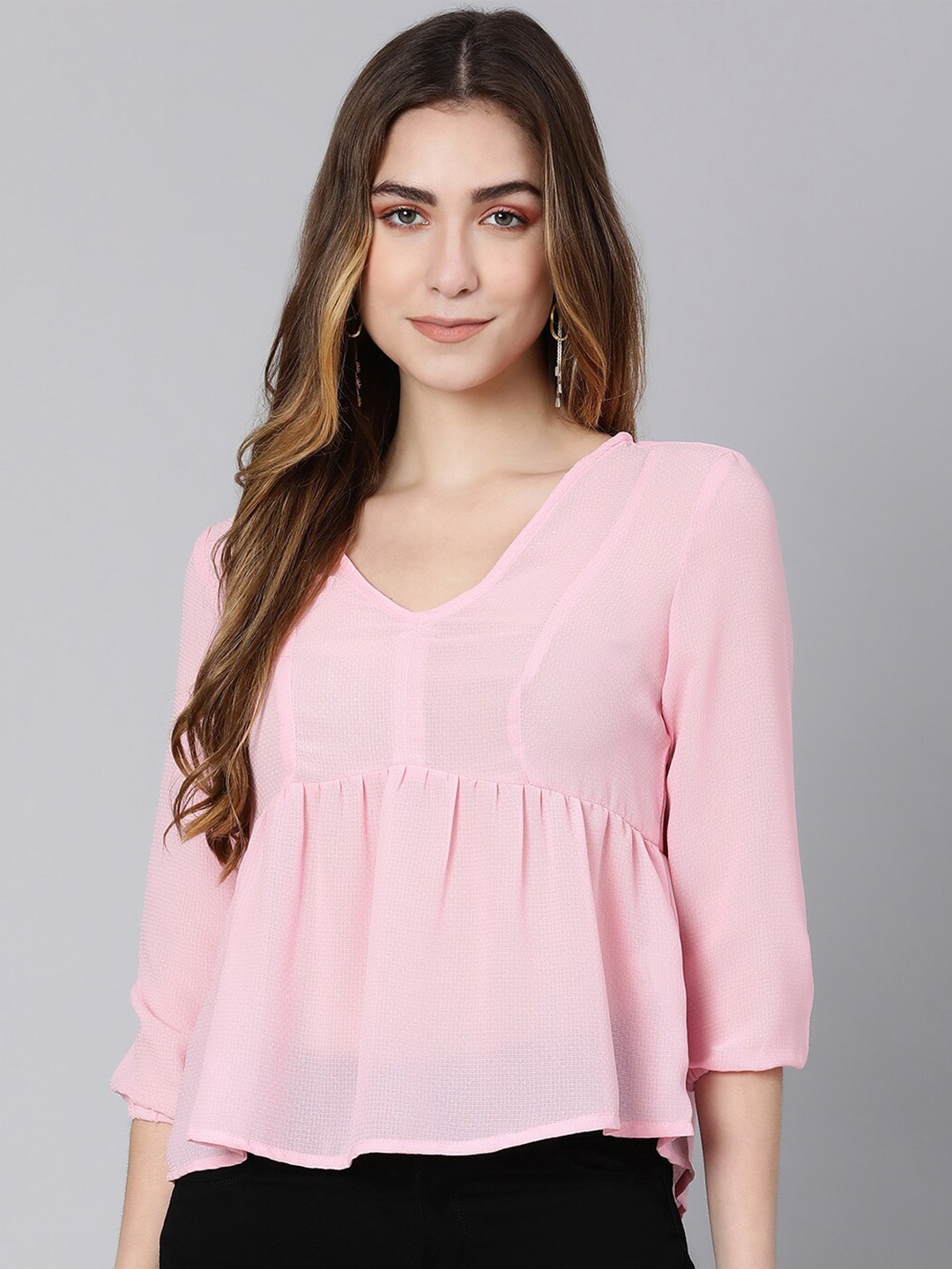 

Oxolloxo Women Pink Pure Cotton Empire Top