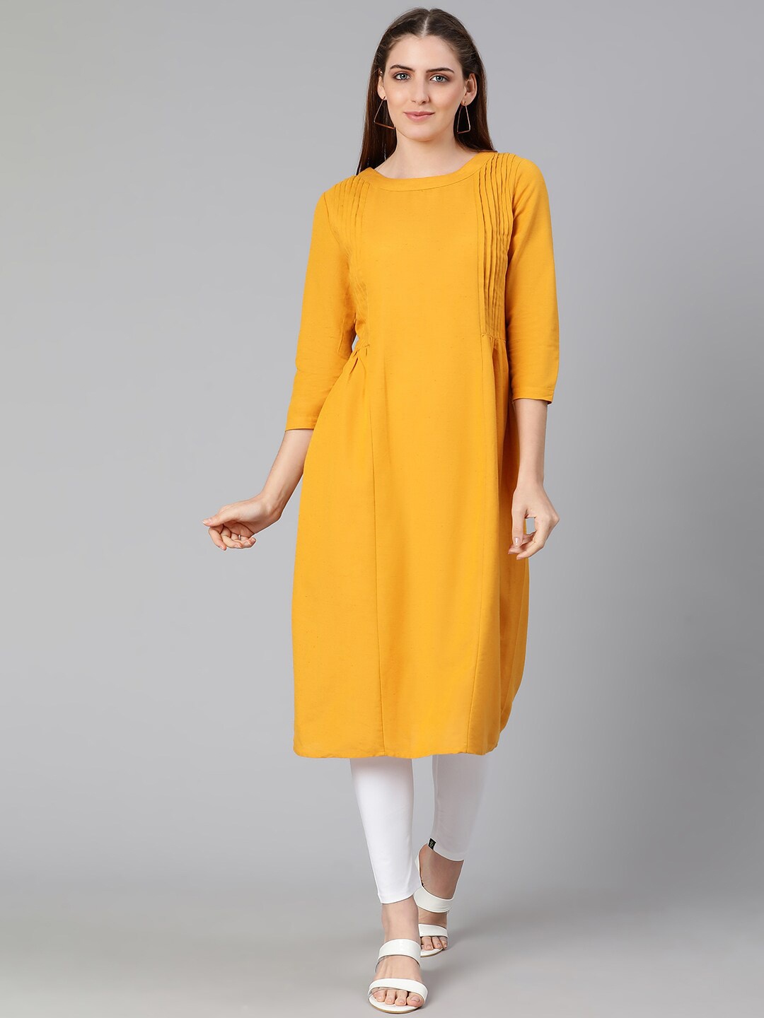 

Oxolloxo Yellow Solid Longline Cotton Linen Top