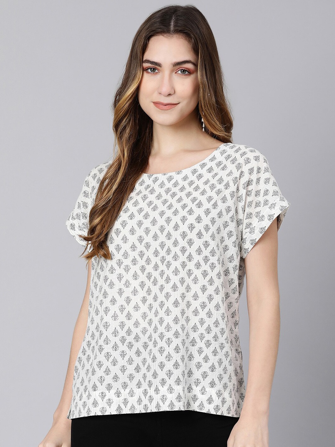 

Oxolloxo White Print Pure Cotton Top