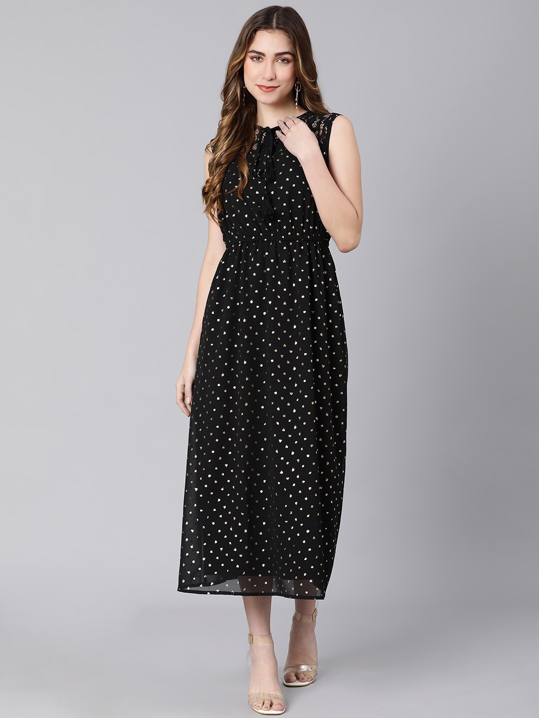 

Oxolloxo Black Satin Maxi Midi Dress