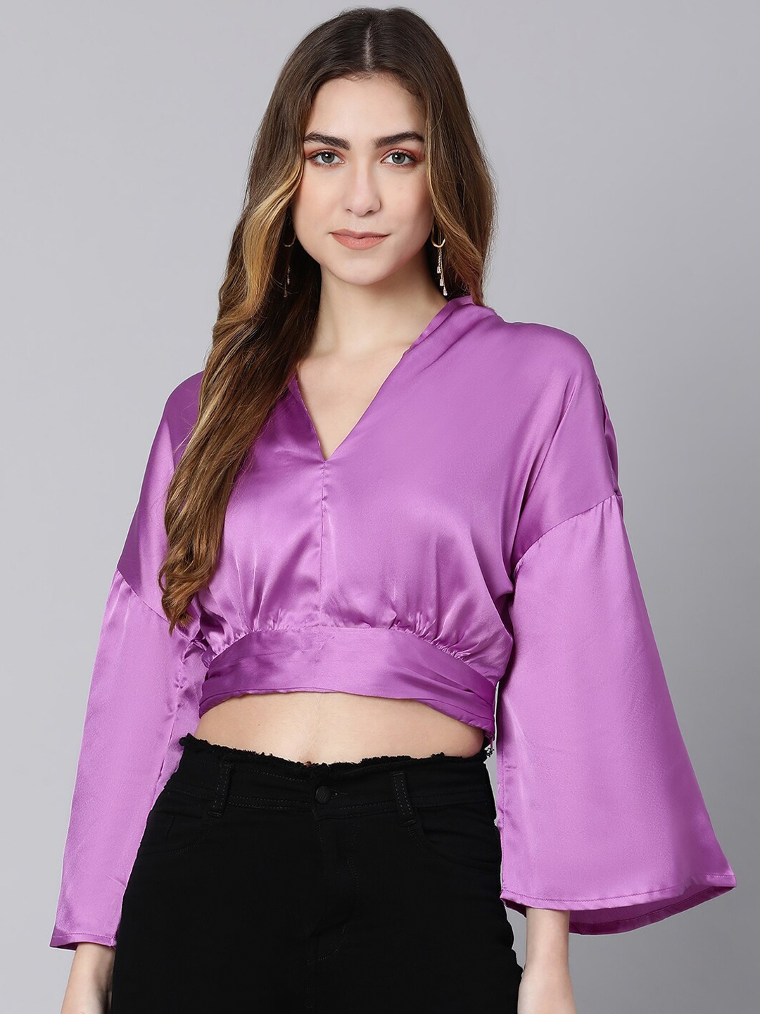 

Oxolloxo Women Purple Bardot Crop Top