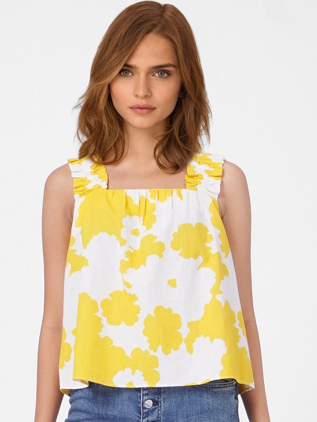 

Vero Moda Women Yellow Floral Print Top