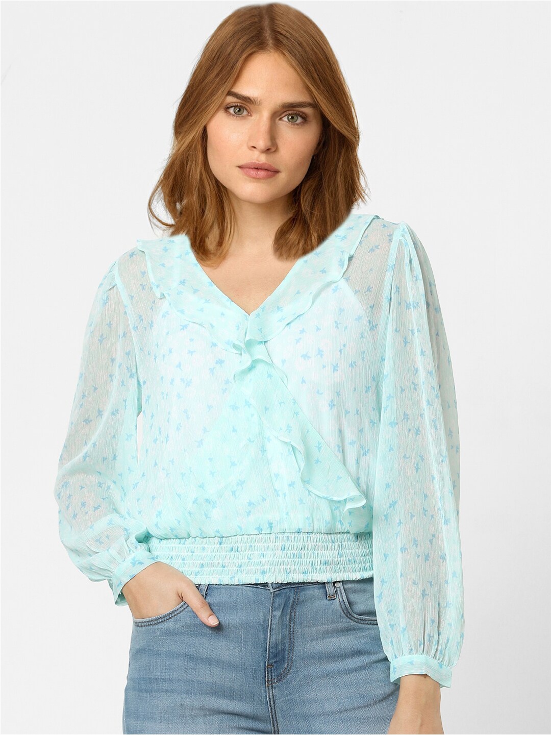 

Vero Moda Women Green Blouson Top