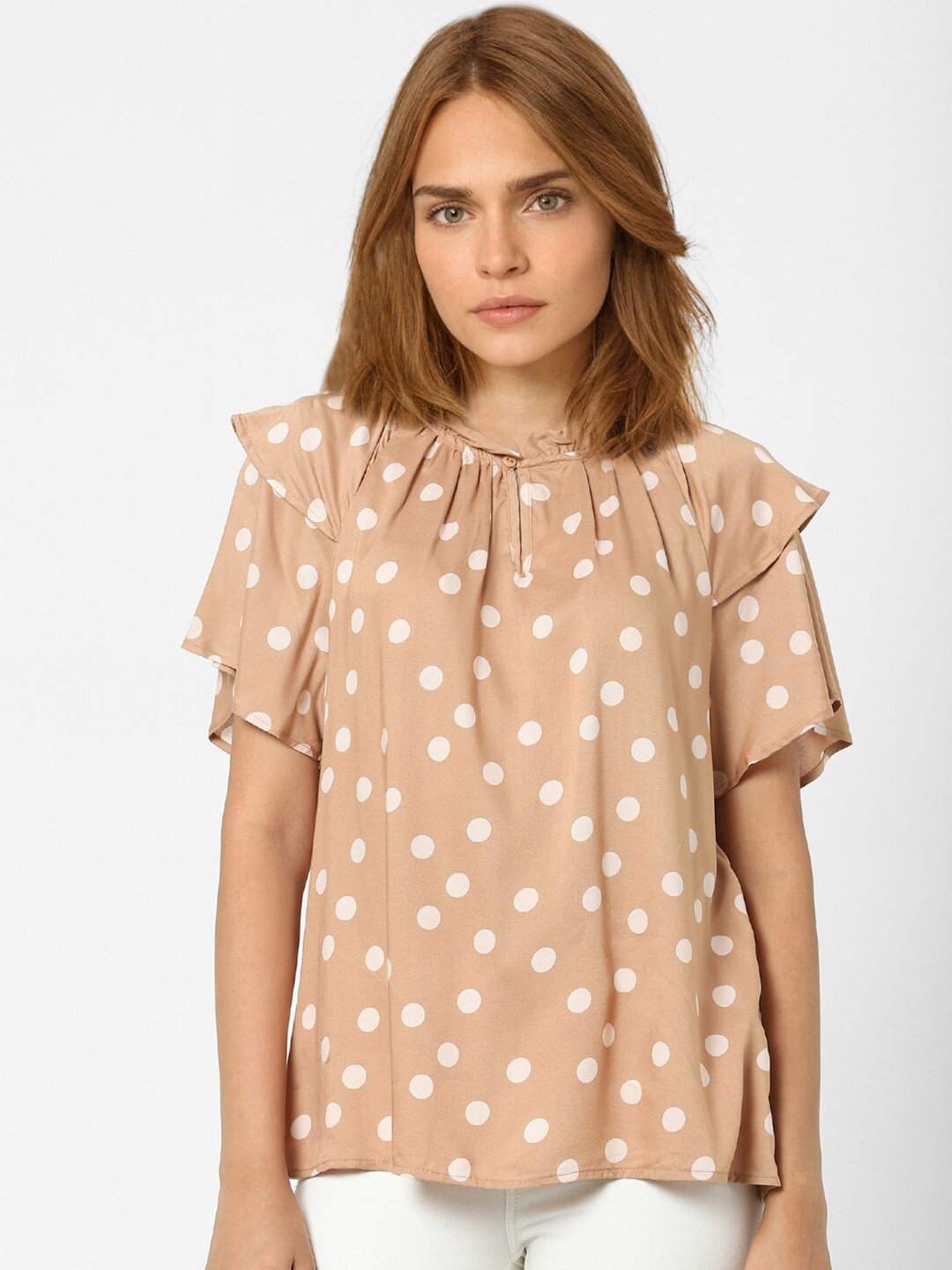 

Vero Moda Pink Polka Dots Print Top, Peach