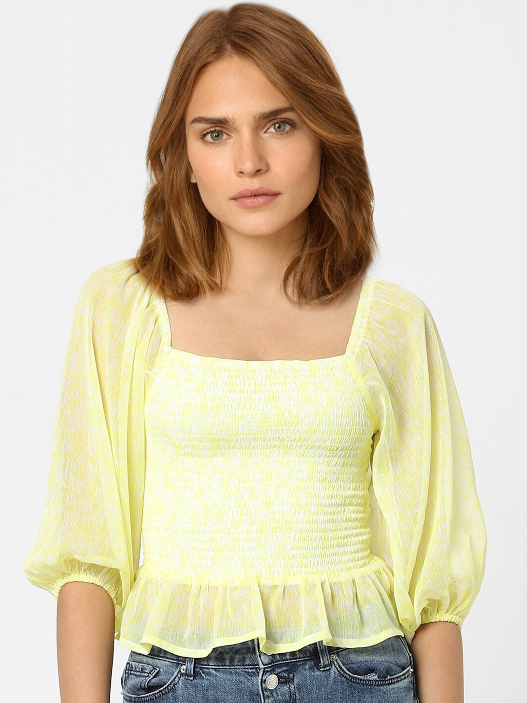 

Vero Moda Green Smocked Peplum Crop Top