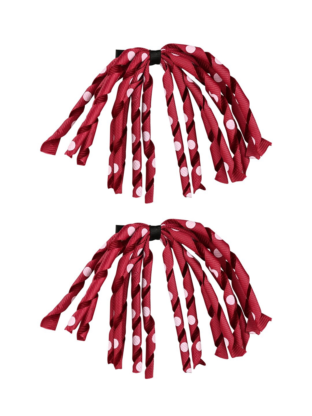 

Aye Candy Girls Maroon & Pink Twirly Danglers on Alligator Clip