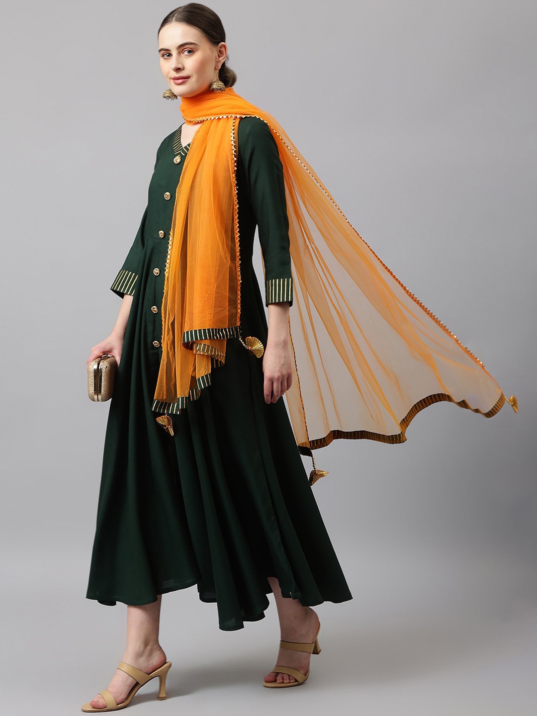 

KALINI Women Green Empire Anarkali Kurta With Dupatta
