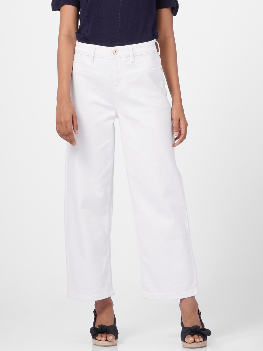 

Vero Moda Women White High-Rise Flared Jeans