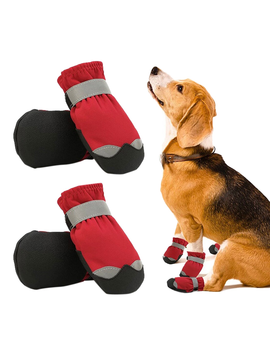 

PAWCHIE Red & Black Patterned Dog Shoes