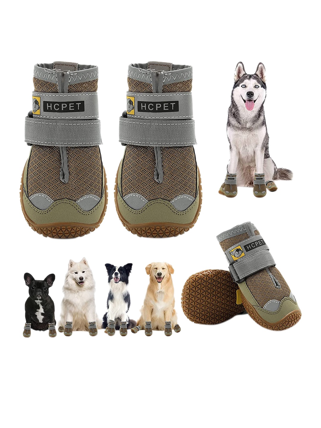 

PAWCHIE Brown & Grey Printed Rubber Dog Boots