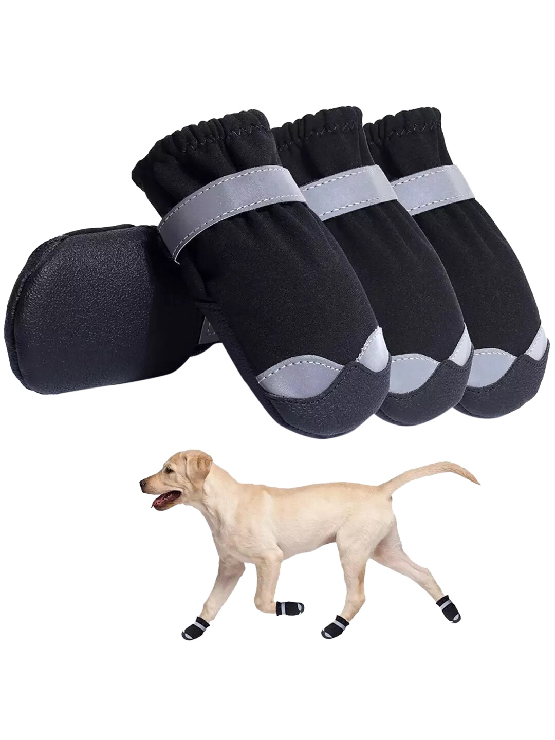 

PAWCHIE Black & Grey Self-Design Rubber Non-Slip Pet Shoes