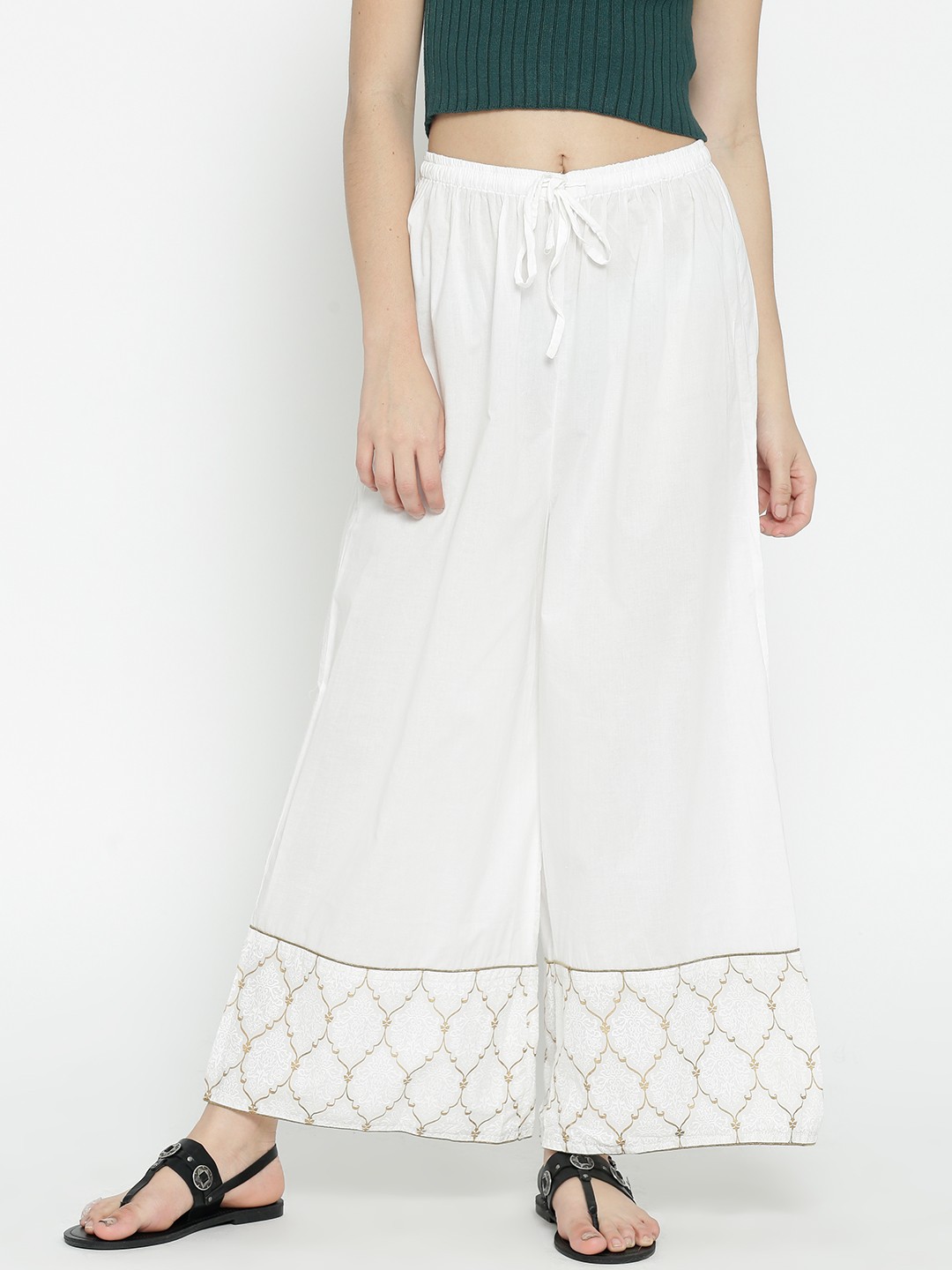 

Bhama Couture White Relaxed Fit Palazzos
