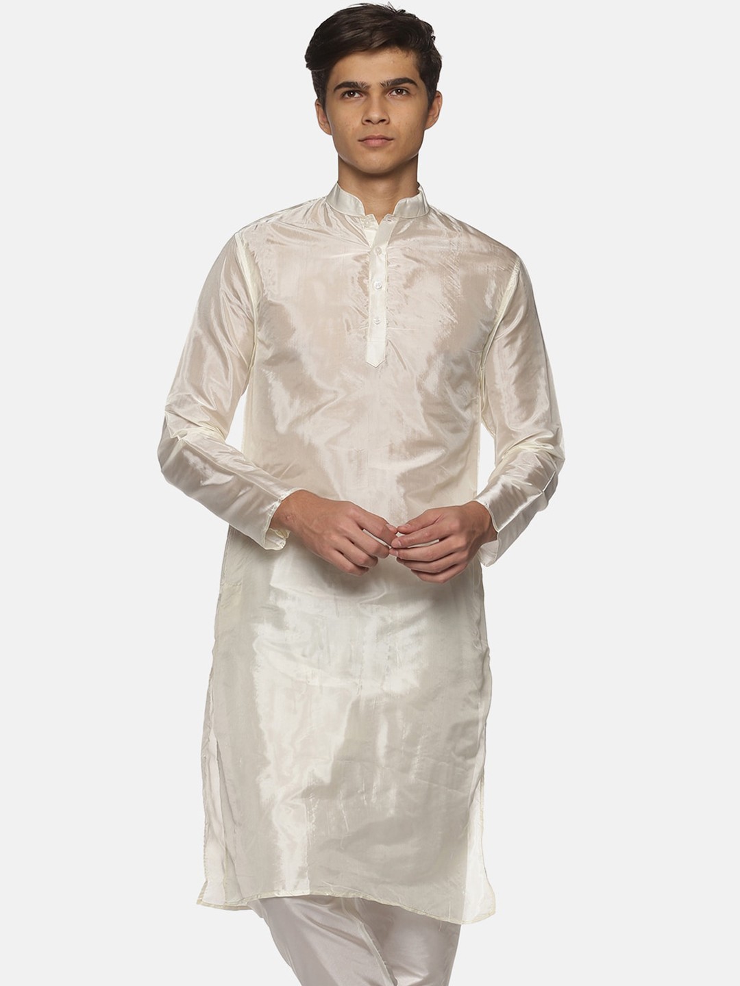 

Sethukrishna Men Cream-Coloured Solid Kurta