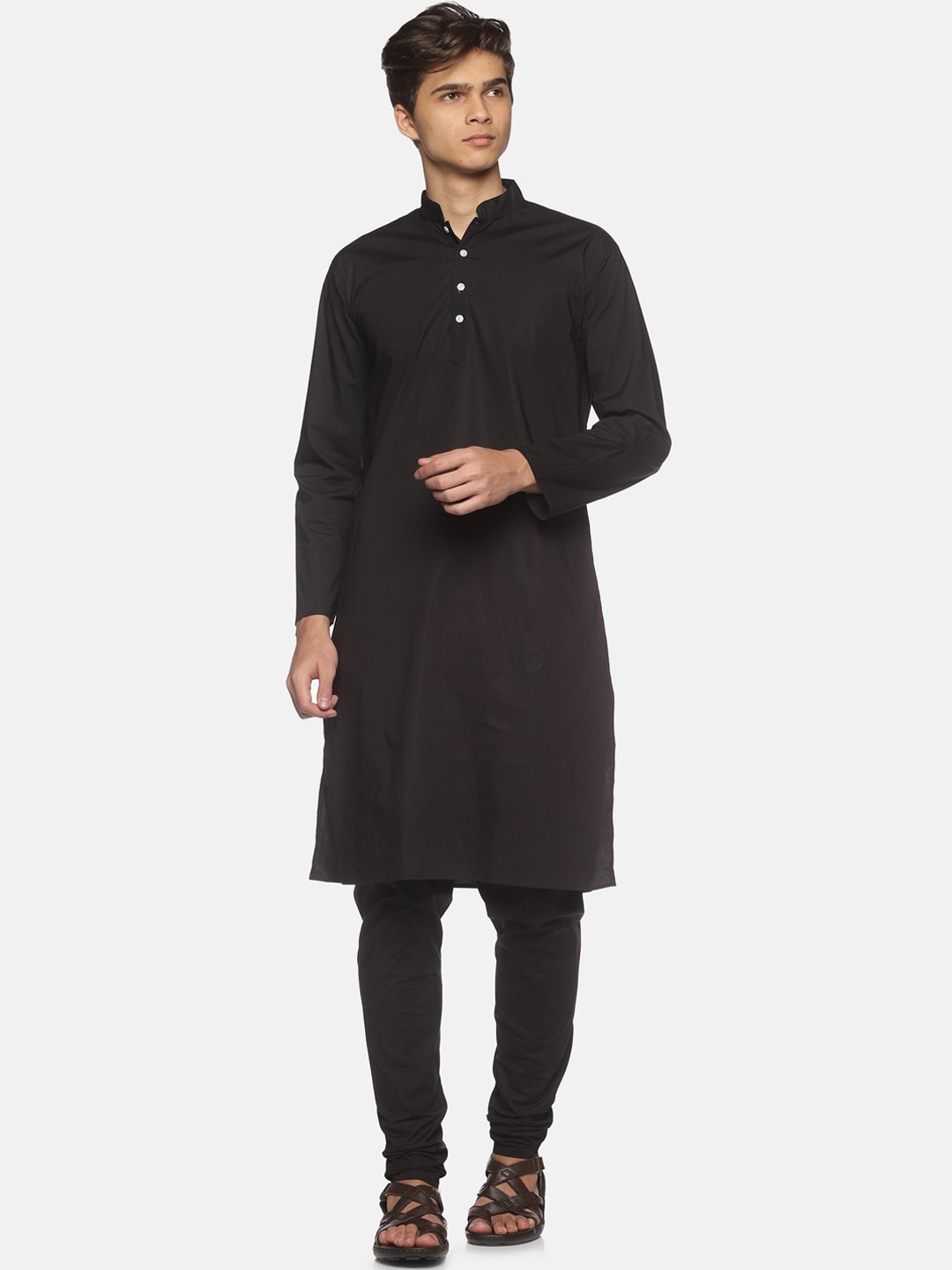 

Sethukrishna Men Black Pure Cotton Kurta with Pyjamas