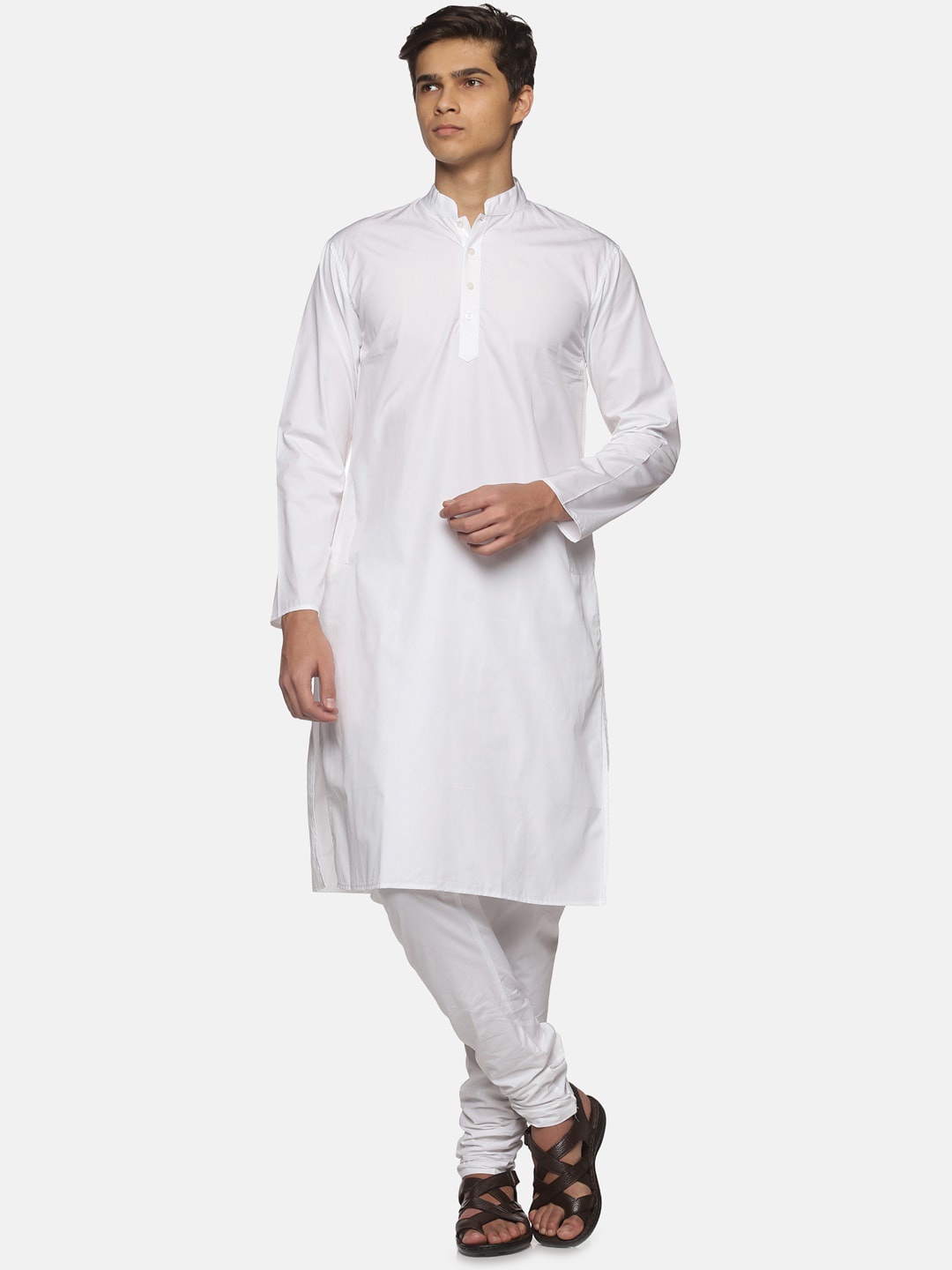 

Sethukrishna Men White Pure Cotton Kurta with Churidar