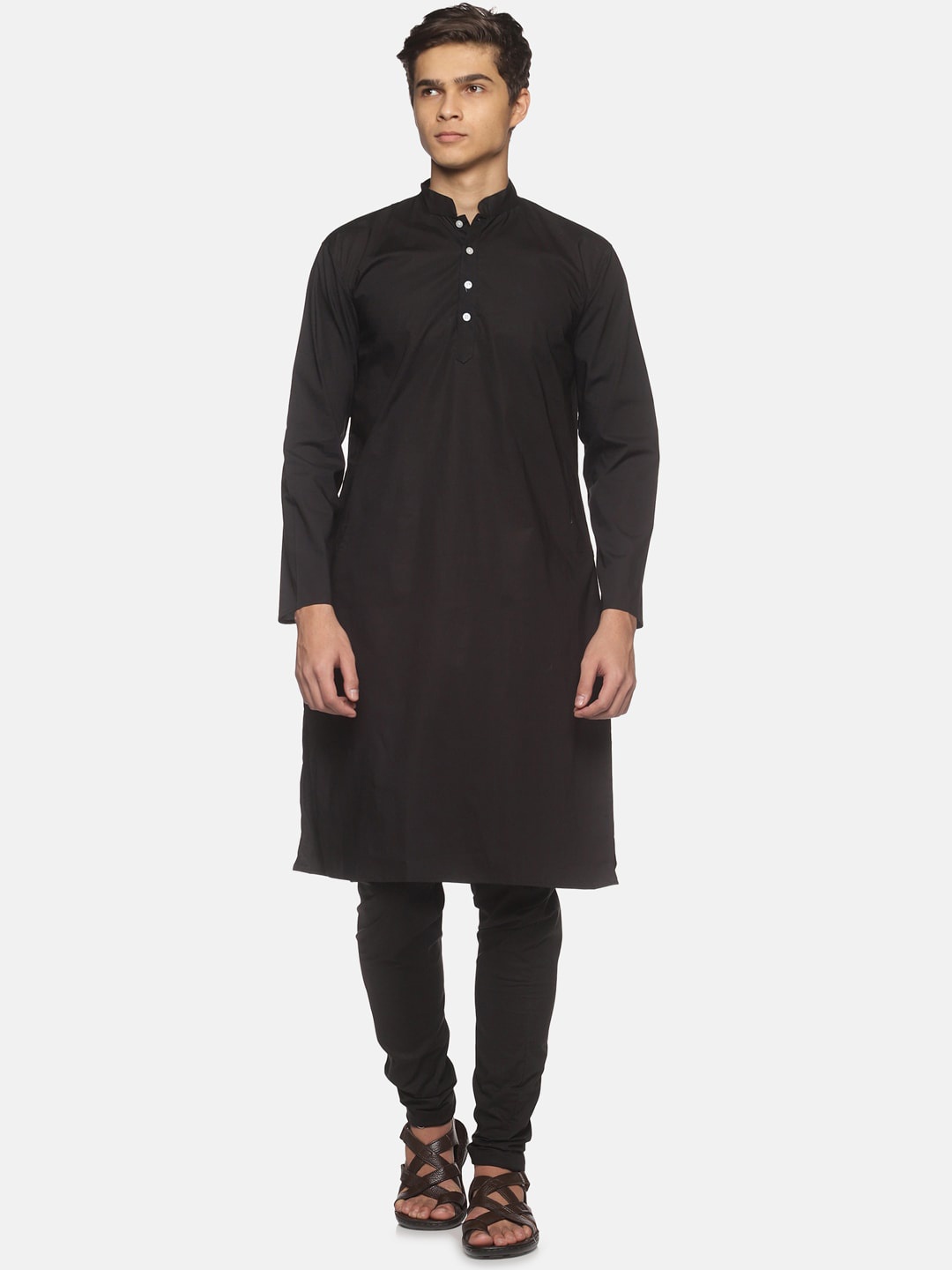 

Sethukrishna Men Black Pure Cotton Kurta with Pyjamas