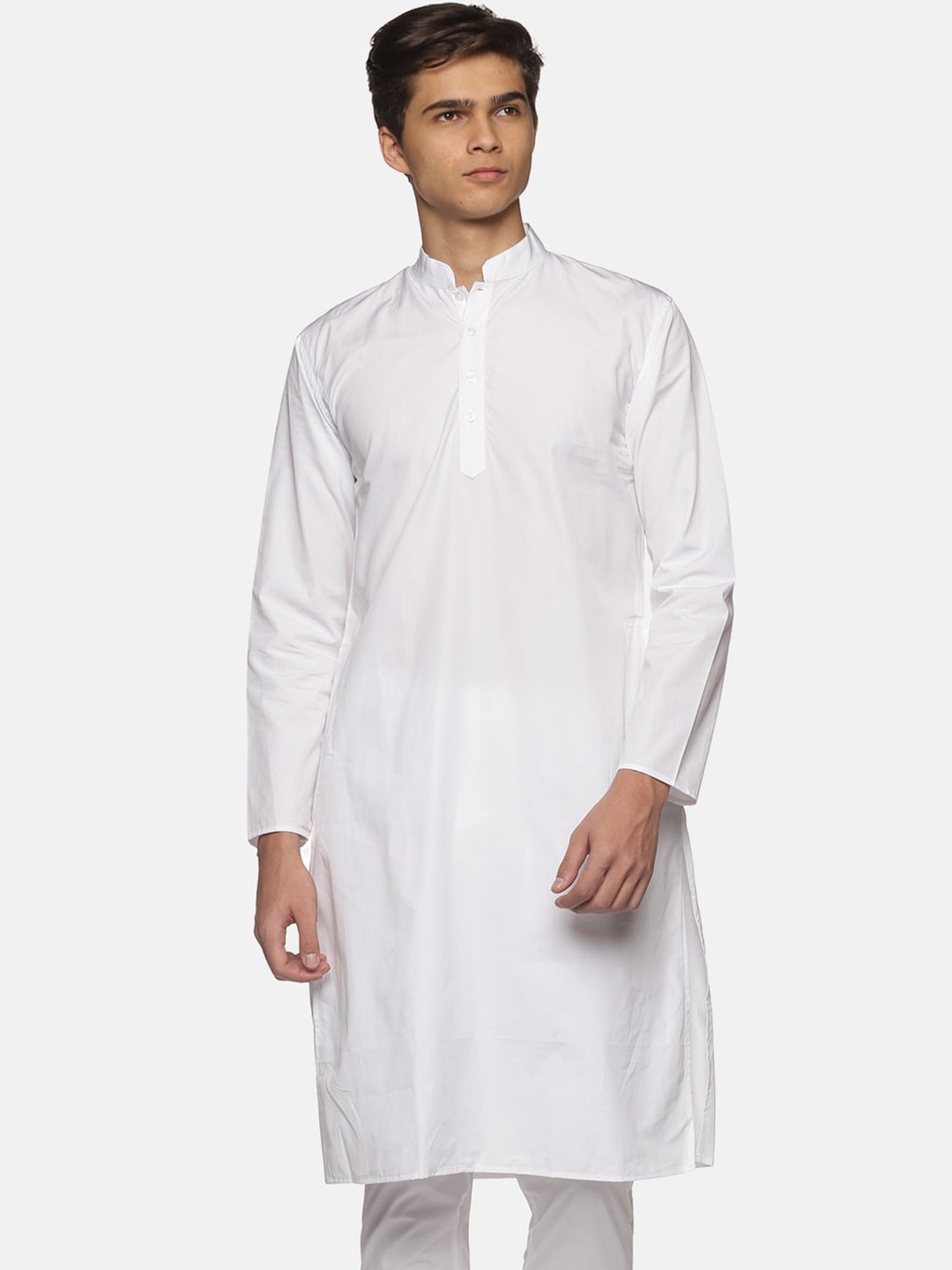 

Sethukrishna Men White Solid Kurta