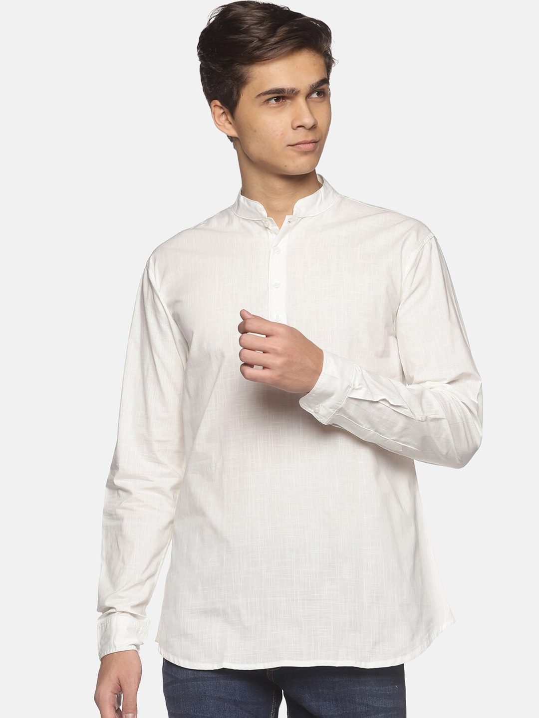 

Sethukrishna Men Cream-Coloured Cotton Kurta