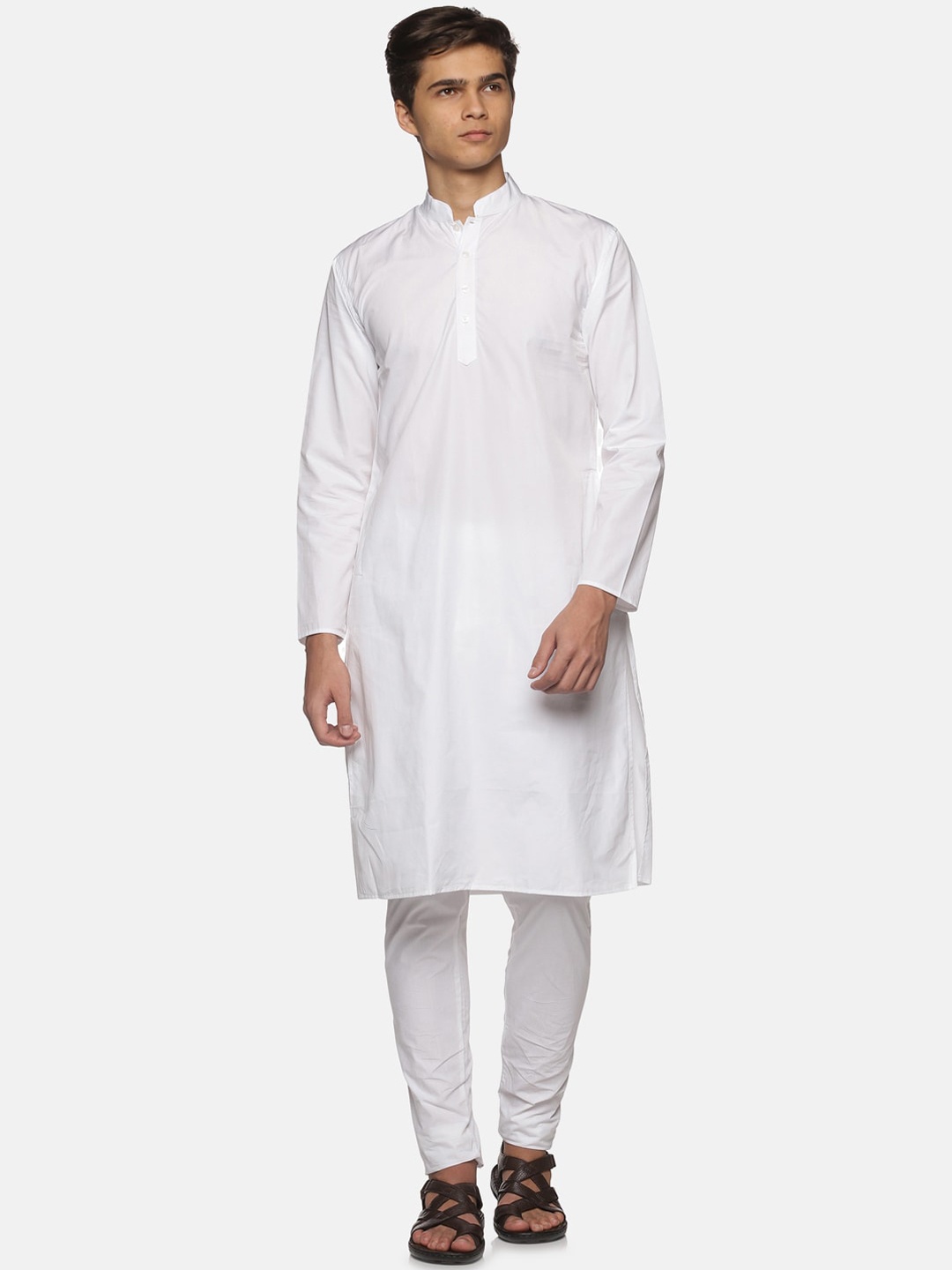 

Sethukrishna Men White Pure Cotton Straight Kurta with Pyjamas