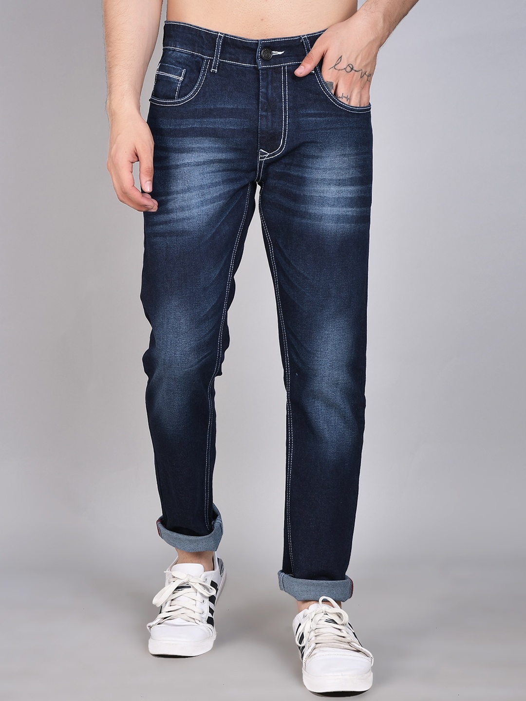 

PEPLOS Men Blue Comfort Slim Fit Heavy Fade Stretchable Jeans