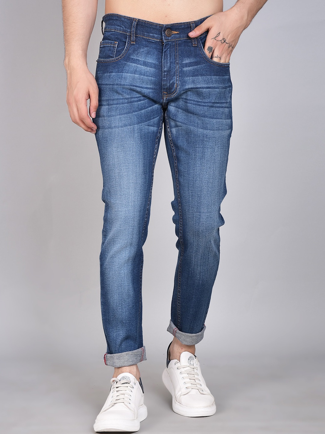 

PEPLOS Men Blue Comfort Slim Fit Light Fade Stretchable Jeans