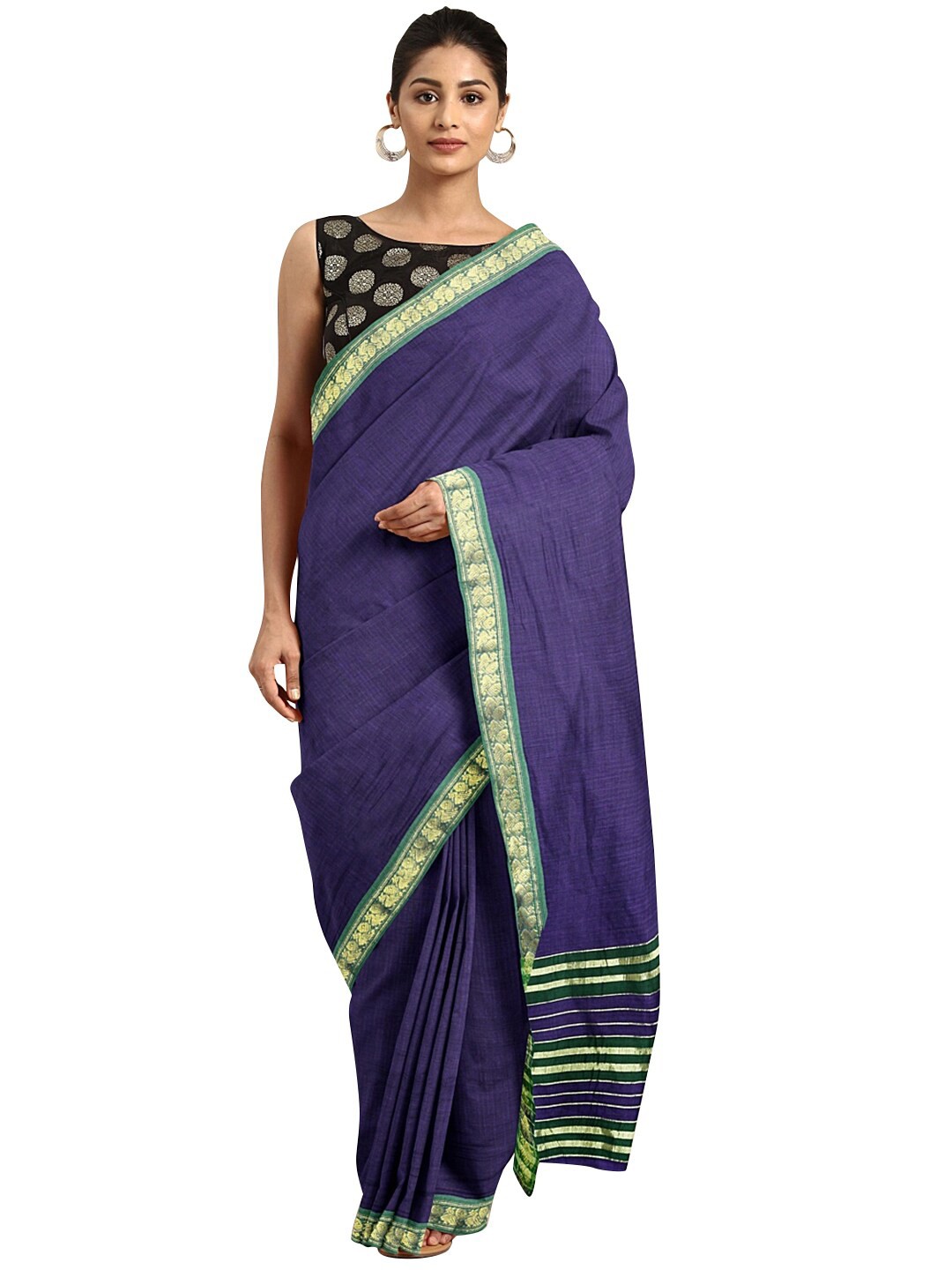 

KALINI Purple & Green Zari Pure Cotton Venkatgiri Saree