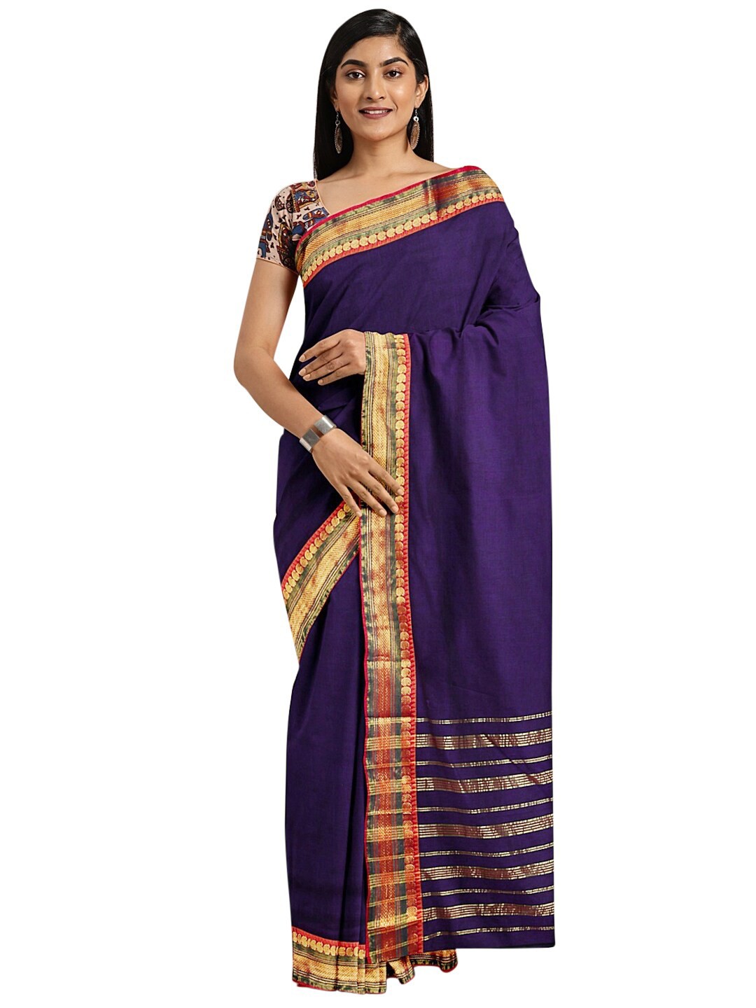 

KALINI Purple & Golden Venkatgiri Pure Cotton Saree