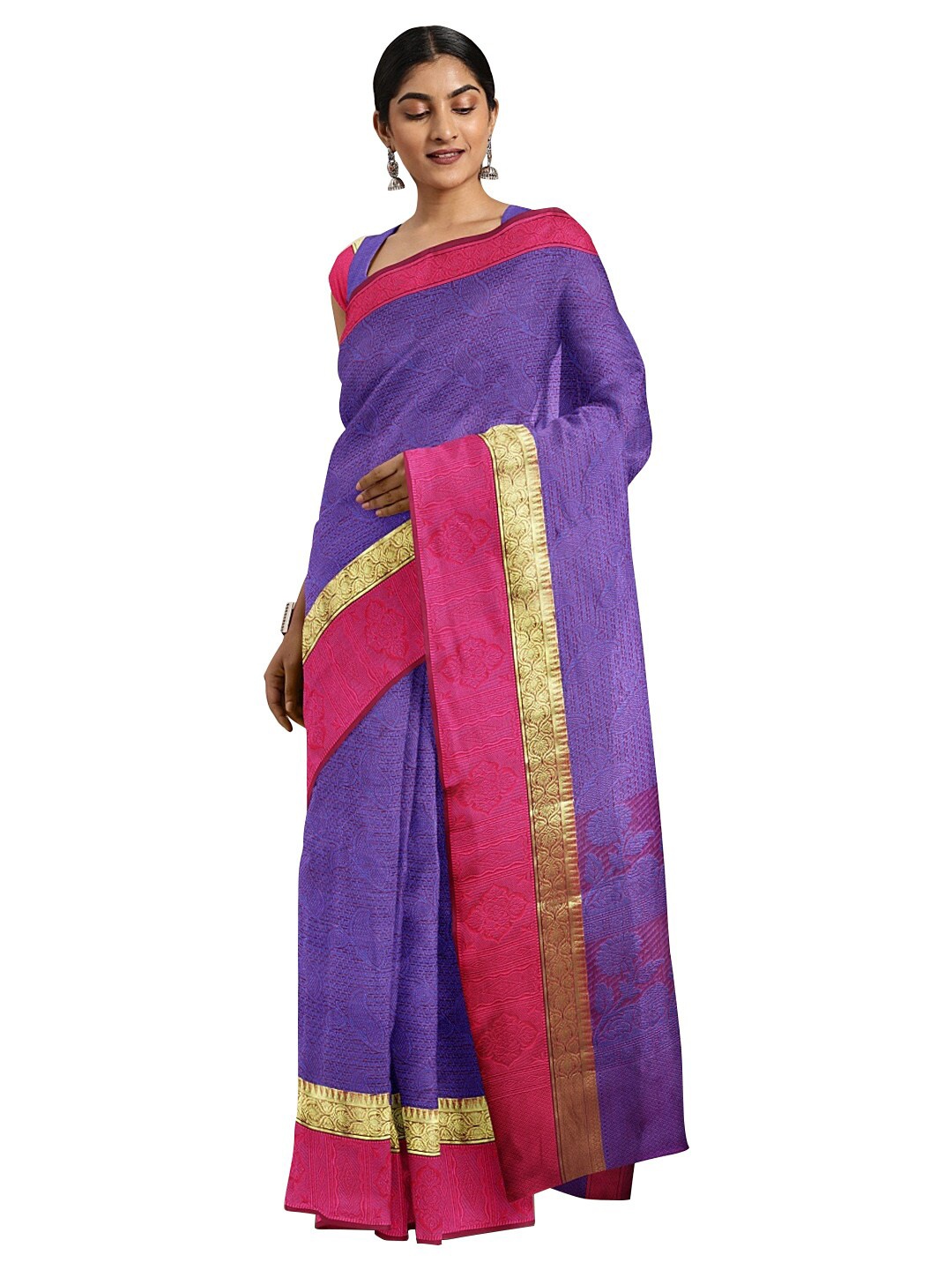 

KALINI Purple & Red Woven Design Banarasi Saree
