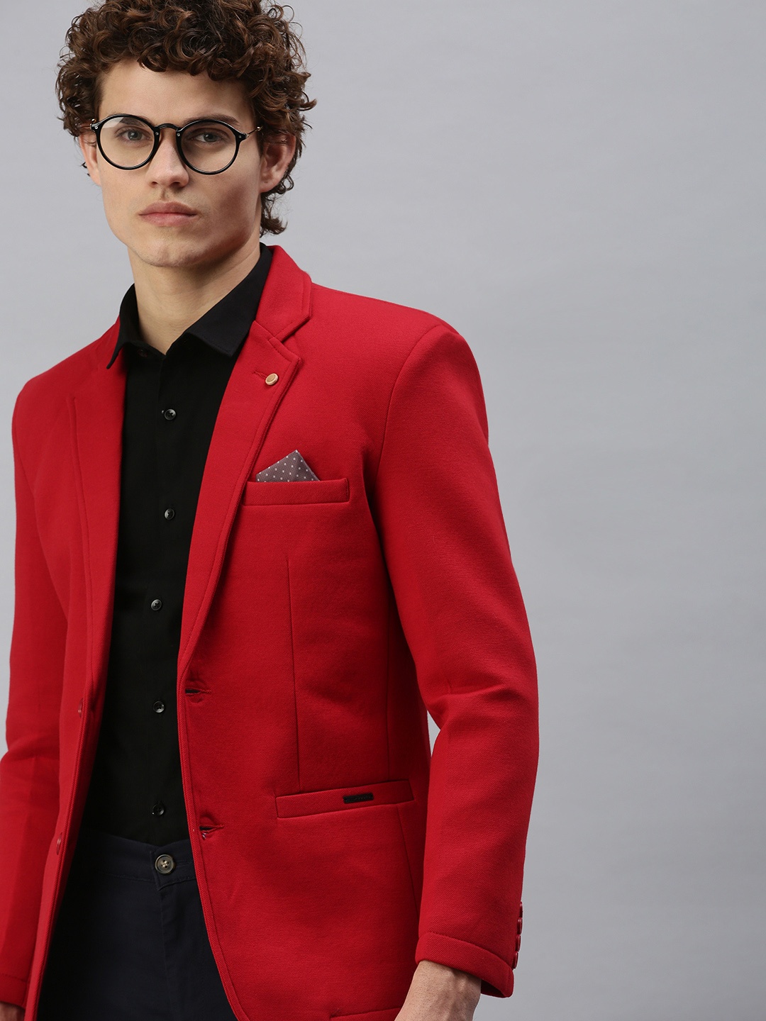 

SHOWOFF Men Red Solid Single-Breasted Slim-Fit Blazer