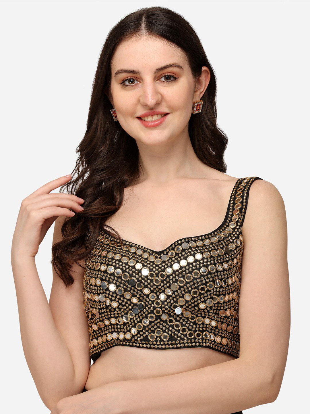

Fab Dadu Women Black Embroidered Saree Blouse