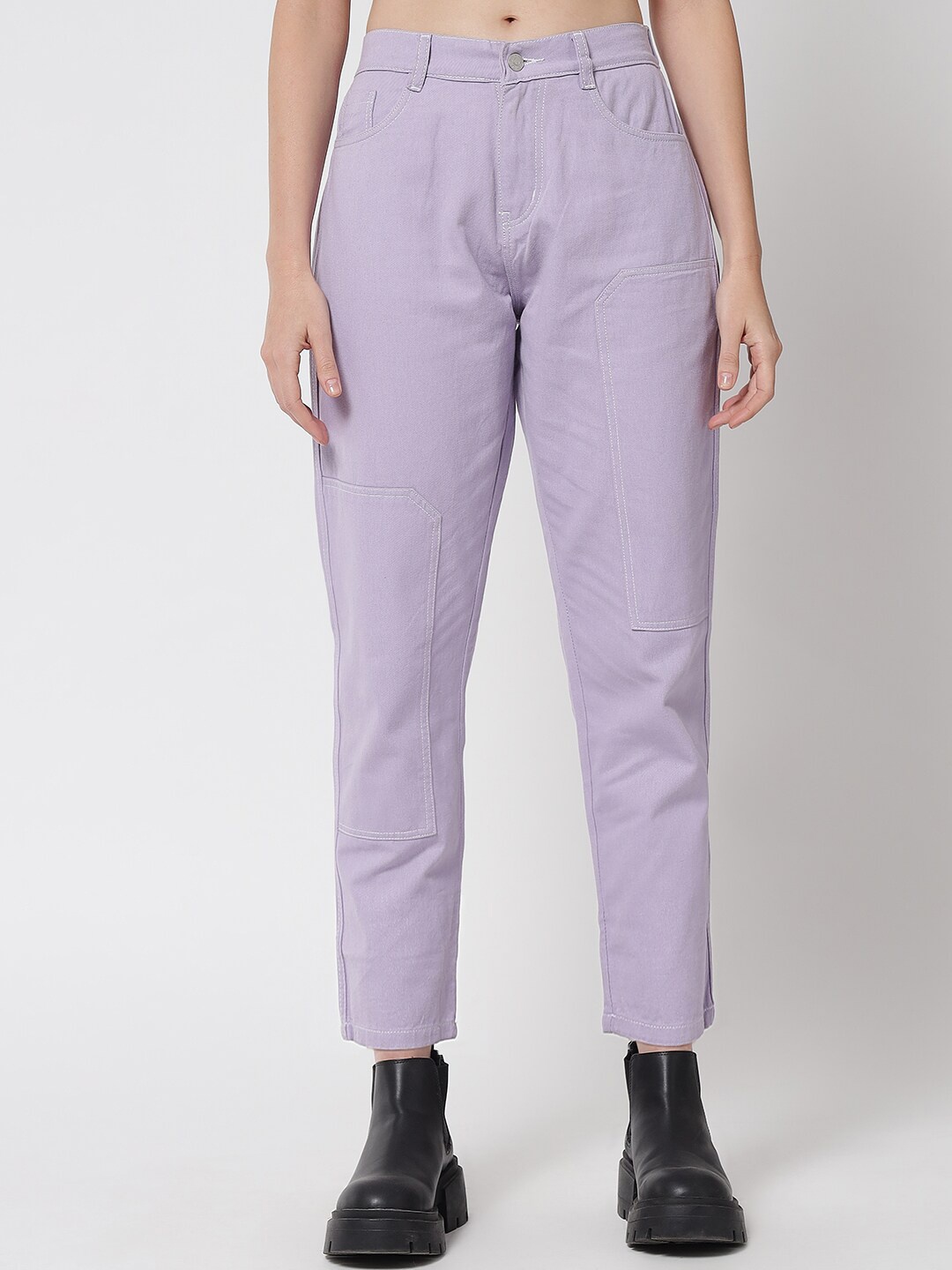

River Of Design Jeans Women Purple Boyfriend Fit High-Rise Jeans