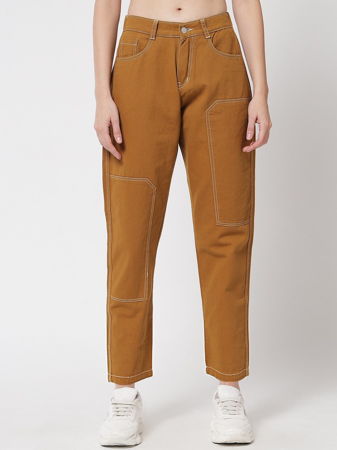 

River Of Design Jeans Women Tan Boyfriend Fit High-Rise Jeans