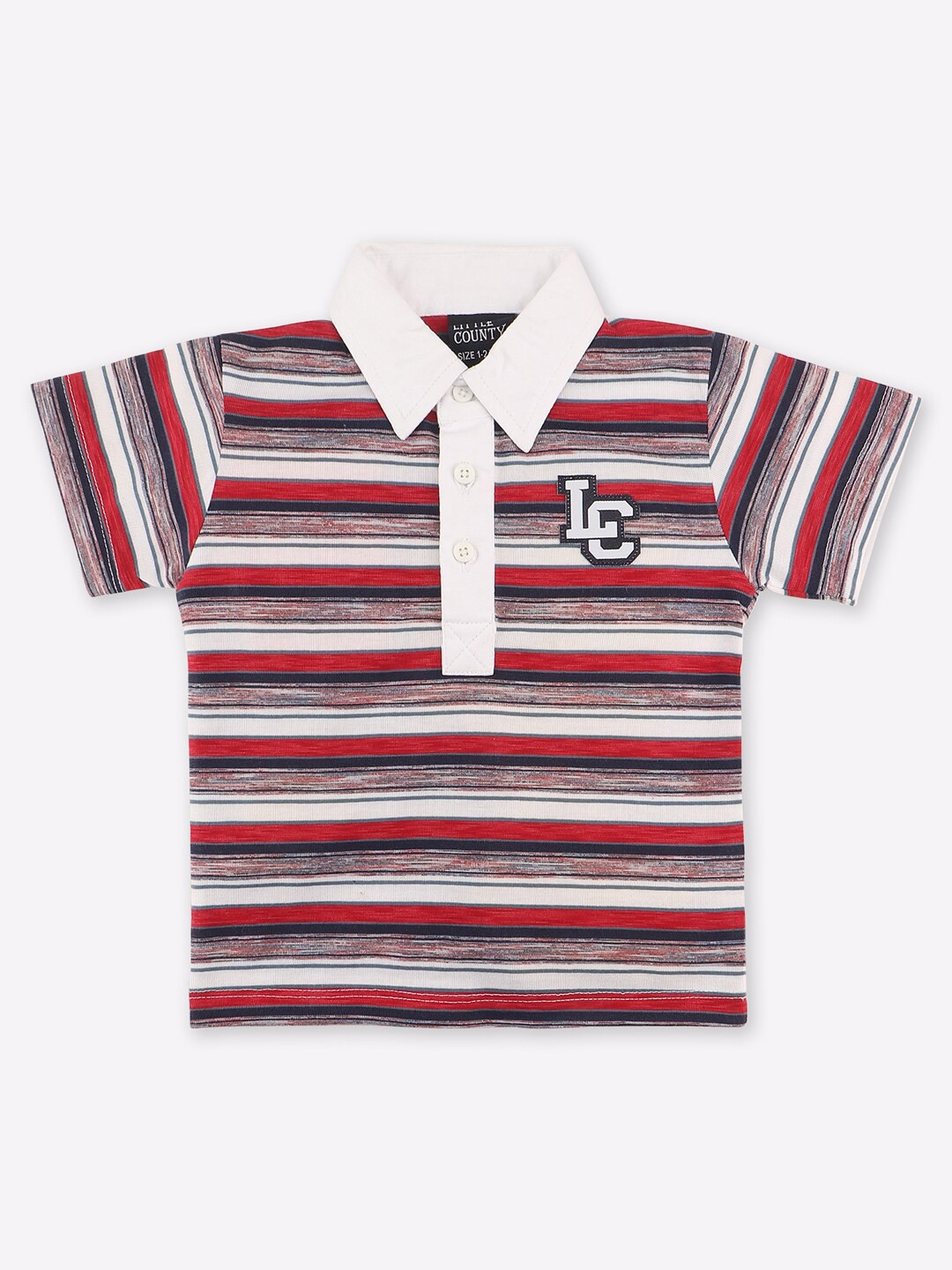 

Little County Boys Red Striped Polo Collar Outdoor T-shirt