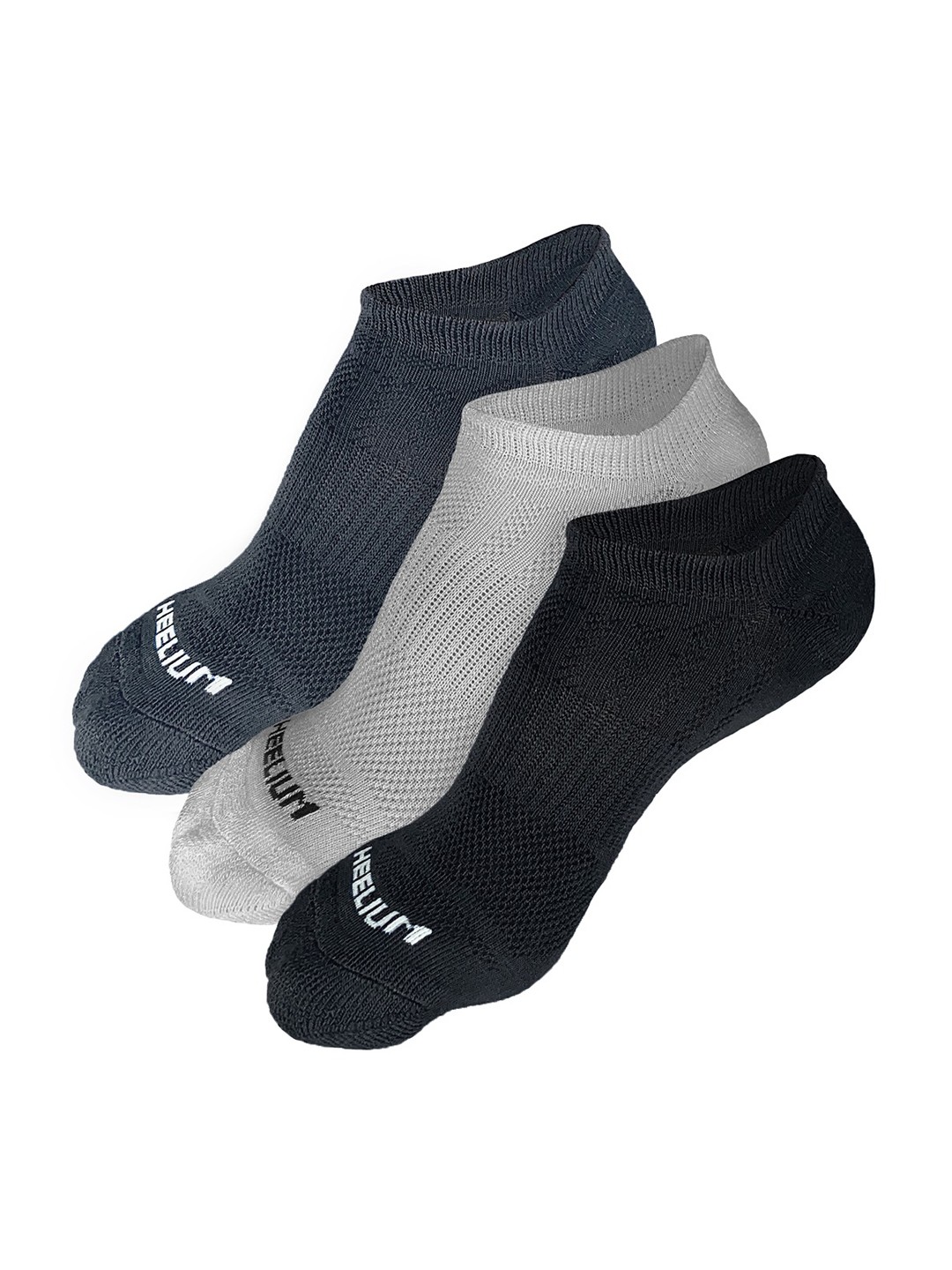 

Heelium Men Pack of 3 Odour-Free Padded Base Anti-bacterial Bamboo Ankle Length Socks, Grey melange